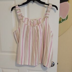 Ana SzPXL Striped pastel Elastic wide strap 100% cotton Top NWT